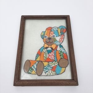 Vintage Cross Stitch Yarn Needle Art Teddy Bear